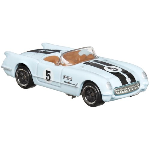 Hot Wheels Collectible Die-Cast Vintage Racing Club Vehicle - Light Blue Convertible Sports Car - Inspired by 1955 Corvette - HRT81-2/6