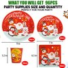 CCINEE Christmas Party Supplies Paper Plates, 96pcs Table Decorations Christmas Disposable Dinnerware Set Includes Paper Plates Napkins Cup Serves 24 for Xmas Holiday Party Supplies