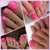 Lifextol 240pc Press on Toenails for Women Toe Press on Nails Short Fake Toe Nails Press ons with Glue&Adhesive Tabs, Acrylic Toe Nail Tips False Toenail Press ons Artificial Fake Toenails-Hot Pink