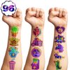 96 PCS Cool Glow Neon Light Temporary Tattoos Themed Birthday Party Favors Decorations Supplies Cute BlackLight Tattoo Stickers Gifts For Kids Boys Girls Prizes Carnival Christmas Holiday Halloween