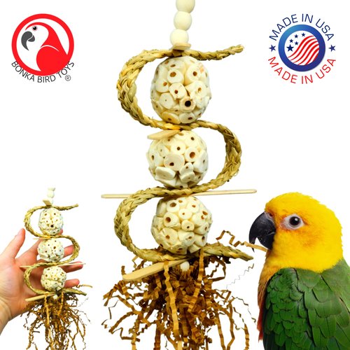 Bonka Bird Toys 2552 Sola Chewballicious Natural Medium Parrot Shred Cage Toy, Cockatiel, Parakeet, Conures, and Similar Birds