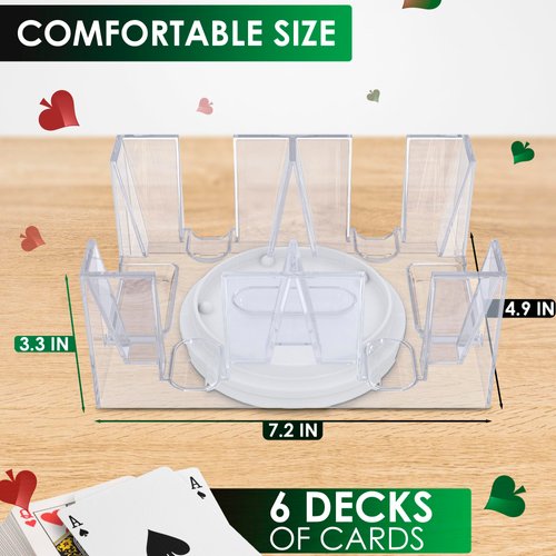 Canasta Card Holder for Playing Cards - 6 Deck Playing Card Tray Plastic Playing Card Holder Tray Playing Card Deck Holder Revolving Card Holders for Playing Cards - Valentines Gift Card Game Holder