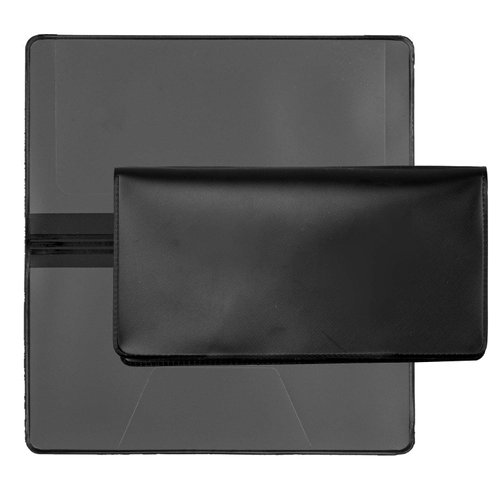 Black Vinyl Checkbook Cover, Top Tear Personal Vinyl Checkbook Cover