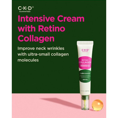 CKD Retino Collagen Intensive Cream 0.84 fl oz - Small Molecular Collagen Cream for Fine Lines, Deep Wrinkles, and Jawline Firming Treatment.