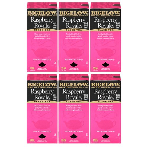 Bigelow Raspberry Royale Tea Bags 28-Count Boxes (Pack of 6) Black Tea Bags All Natural Gluten Free Rich in Antioxidants