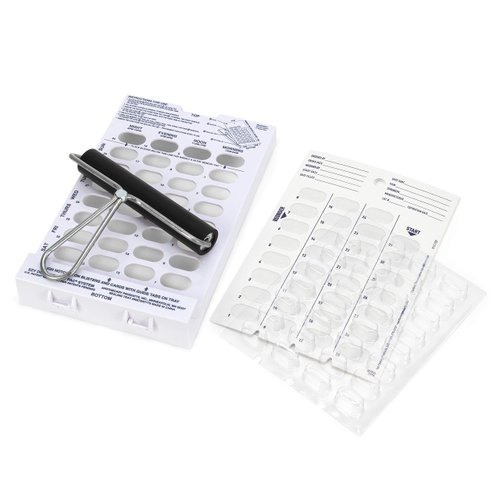Ezy Dose Disposable (31-Day) Pill, Medicine, Vitamin Organizer Box | Monthly Planner | Kit includes Cards, Tray, Blisters, Brayer