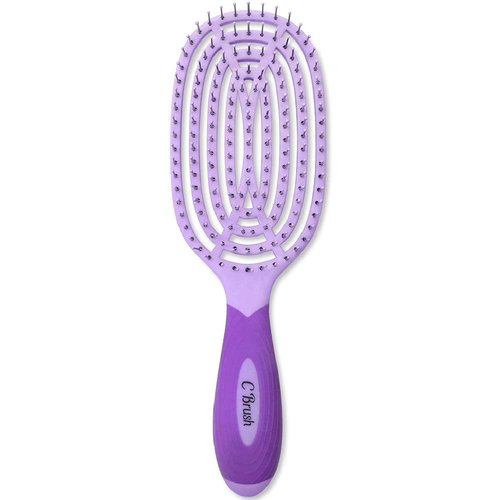 NuWay 4Hair® Patented Curved and Vented Hair Dryer Safe Detangling C Brush® (Purple)