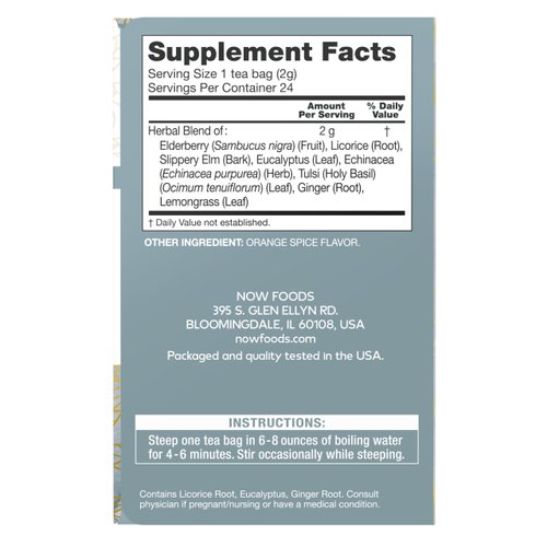 NOW Foods, TLC™ Tea, Seasonal Well-Being, Soothing Bouquet of Herbal Essences, Caffeine-Free, Premium Unbleached Tea Bags with our no-staples design, 24-Count