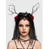Foemmi Halloween Headband Black Veil Day of The Dead Headpiece Ghost Bride Headbands Rose Flower Crown Tree Branches Headbands Festival Costume Headwear for Women
