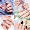 Hommtina 24 Packs Medium Coffin Fake Nails Full Cover, Acrylic Short Ballerina False Nail tips with Nail Glue, Nail File for Nail Art DIY