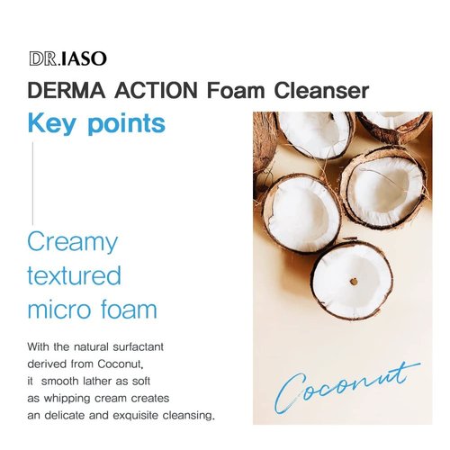DR.IASO DERMA ACTION FOAM CLEANSER 4.3 FL.OZ. | clear cleansing foam| gentle exfoliant keeps the skin soft and bright