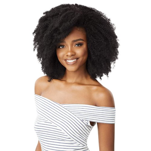 Outre BIG BEAUTIFUL HAIR CLIP-IN Blends Perfectly w/Curly & Textured Hair Creates Longer Fuller Looks 100% Human Hair Premium Blend Limitless Quick Styling - 4C CORKSCREW AFRO (2T1/BU)