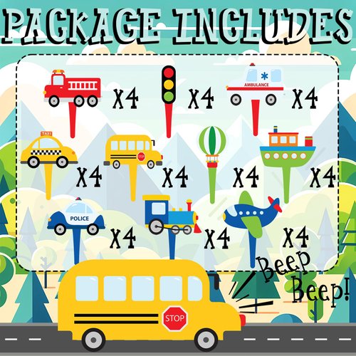 40 Pcs Transportation Cupcake Toppers - Perfect for Transportation-Themed Party Decorations and Cupcake Decor