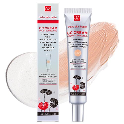 Color Correcting CC Cream with Centella Asiatica, CC Cream with SPF 25, CC Cream Foundation Full Coverage, Invisible Pore, Even Skin Tone, Moisturizing Pre-Makeup Primer Matte CC Cream