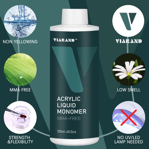 VIARAND Monomer Acrylic Nail Liquid for Acrylic Nails, 11.5oz Acrylic Monomer Liquid for Acrylic Powder, Professional Acrylic Liquid Monomer, MMA-Free Non-Yellowing formula