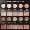 2Pcs Cream Contour Stick Makeup Kit, Cream Highlighter Stick and Bronzer Contour Stick with Longwear Waterproof Formula for Brightening and Trimming the Cheeks, Makeup Brush Include (#02, 08)