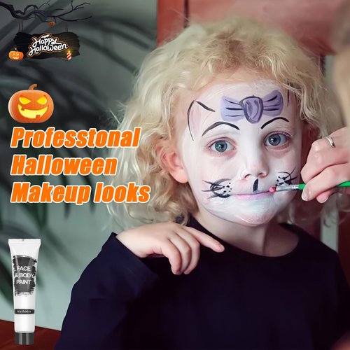 Halloween White Face Body Paint,Clown White Makeup Tube,Washable White Face Paint For Halloween SFX Skull Joker Zombie Vampire Skeleton Goth Cosplay Makeup