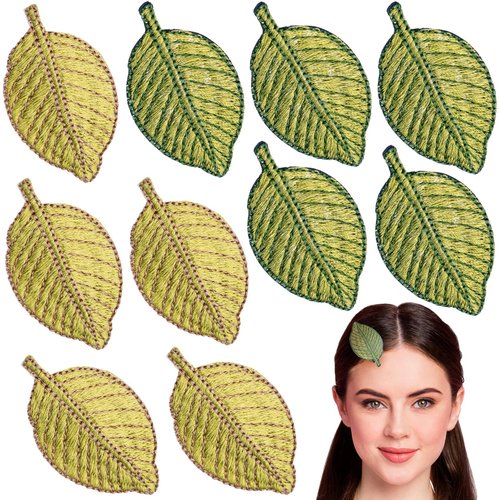 Nuorest 10 PCS Embroidery Leaves Hair Clips, Green Leaf Hair Barrettes, DIY Embroideried Leaf Hair Accessories for Women, Girls for Summer, Autumn, Daily Use, Parties - Green, Yellow