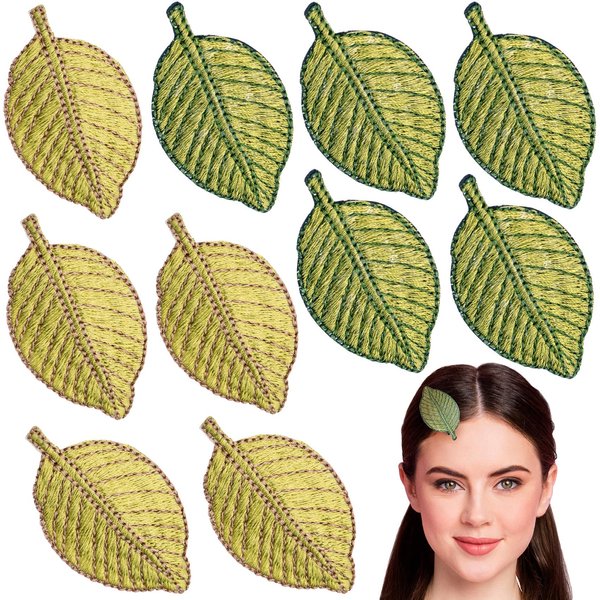 Nuorest 10 PCS Embroidery Leaves Hair Clips, Green Leaf Hair Barrettes, DIY Embroideried Leaf Hair Accessories for Women, Girls for Summer, Autumn, Daily Use, Parties - Green, Yellow