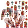 God Jesus Nail Art Stickers Decals, Christ Virgin Maria Love Cupid Angel Satan Nail Self-Adhesive Sticker Designs, Holographic 3D Angel Nail Transfer Decal for Women Girls Manicure Tips Decorations