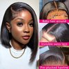 12inch Bob Wig Human Hair 13x4 Straight Lace Front Wigs Wear and Go Glueless Human Hair Bob Wigs Pre Plucked with Baby Hair Straight Bob Frontal Wigs for Black Women Natural Color