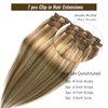 Clip in Hair Extensions, Golden Blonde with Light Blonde Highlights Remy Hair Extensions Clip in Real Human Hair 7 Pcs 70G Clip in Extensions 18 Inch Double Wefts Hair Clip ins for Fine Hair Women