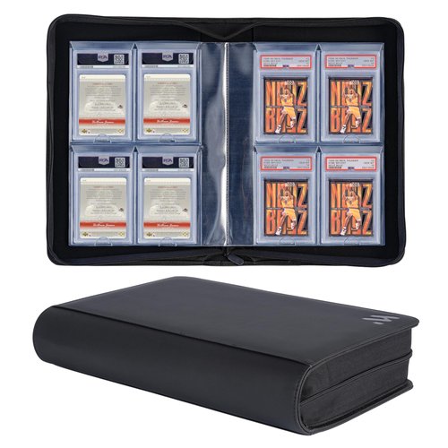 MORABTO Graded Card Binder,Holds 40 Graded Cards,4 Pocket Slab Binder For PSA,Premium Graded Card Holder with Sleeves Black