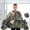 ALAZA Flower Green Leaves Butterfly Leopard Barber Cape for Men Women, Waterproof Haircut Apron Beard Shaving Bib Hair Cutting Cloth 55 x 65 Inch