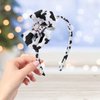 Ecuupas Cow Print Bow Headbands Cute Moo Cow Headband White Black Cow Spot Head Hoop Grosgrain Ribbon Bow Hairband Hair Decoration for Teens Girls Woman 1Pcs
