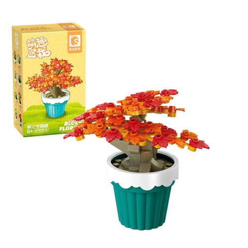 MEIEST Mini Flower Succulent Bonsai Building Block Set,Simulation Pot Plant Artificial Particle Flower Botanical Collection Construction Building Bricks Toy,Cute Home Decors (Maple)