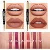 evpct 6Pcs Lip Liner and Lipstick Combo Set, DNM 2-in-1 Waterproof Lipstick and 24H Lip liner Set for Women, Antique Rose Chestnut Nude Dark Brown Matte Lipstick Pen with Lip Liner Set Long Lasting 24