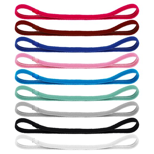 Mabor 9 Pcs Elastic Headbands,Sweat Wicking Fabric,Not Too Loose or Too Tightnon Slip Headbands,Cloth Headbands,Stretchy Headbands for Women Men