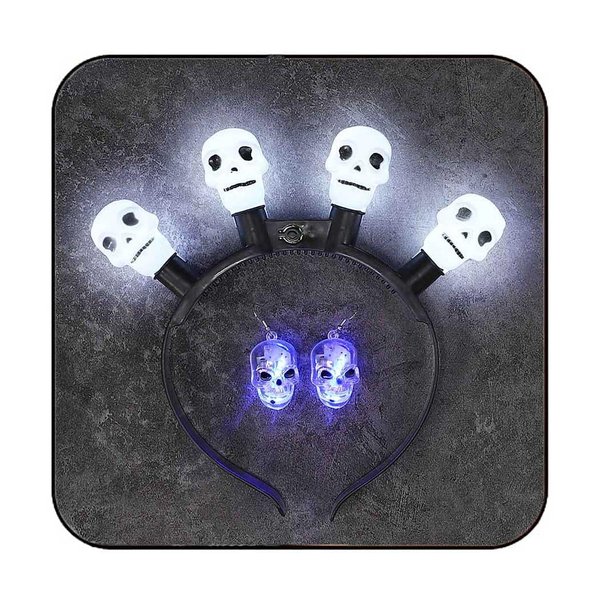 Sixexey Halloween Headband Light Up Skull Hair Band LED Party Hair Accessories for Women