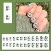 24Pcs St. Patrick's Day Press on Nails Short Square Fake Nails Green Shamrock Acrylic False Nails Lucky Four Leaf Clover Petite Glue on Nails Irish Artificial Nails for Saint Patrick's Day Manicure