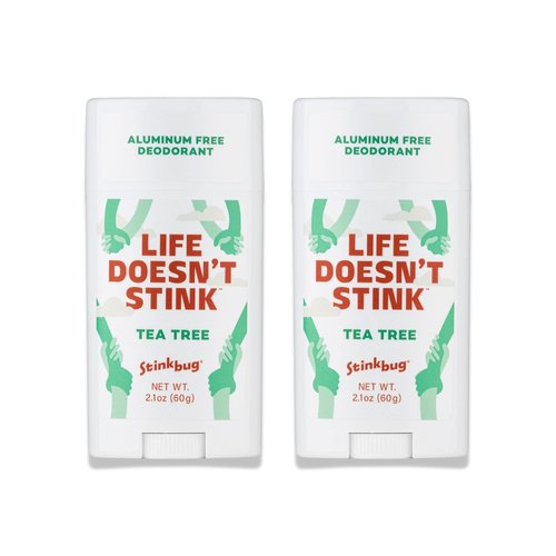 Natural Organic Deodorant Stick with Tea Tree, Coconut Oil and Activated Charcoal, Aluminum Free Deodorant by Stinkbug Naturals, 2.1 Ounce Pack of 2