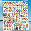 110 PCS Summer Surfing Surf Surfboard Temporary Tattoos Sticker Ocean Surfer Beach California Hawaiian Themed Birthday Party Decorations Favors Supplies Gifts Girls Boys Cute Tattoo School Reward