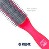 Kent AHGLO01 Airhedz Glo Red Half Round Narrow Detangling Hair Brush - 9 Row Ionic Anti Static Non Scratch Long Nylon Bristle Great for Detangling and Smoothing Medium to Long Length Hair