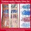 Allstarry Chunky Body Glitter 4 Colors Cosmetic Patriotic Face Glitter Veterans Day Eye Flakes Independence Day Hair Sequins Sparkle 4th of July Accessories for Women Face Paint Makeup Nails Art
