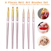 6PCS Nail Art Liner Brushes Set, UV Gel Acrylic Nail Art Drawing Painting Brushes Rose Gold Handle French Stripe Lines Painting Nail Pens