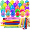 Cherislpy 24 Pack Easter Eggs with Bunny Stretchy Strings Sensory Fidget Toys Great for Aduts Toddlers Easter Basket Stuffers Egg Fillers Gifts