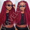 StarXiu Burgundy Deep Wave Lace Front Wigs Human Hair 99J 13x4 HD Lace Frontal Wigs for Women 180% Density Wet and Wave Red Colored Glueless Wigs Human Hair Pre Plucked Curly Wigs 12 Inch