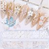 3D Acrylic Butterfly White Flowers Bear Cute Nail Charms Mixed Starry AB Crystal Rhinestones Multi Sizes Gems Stones for Nail Art DIY Jewelry Accessories Crafting