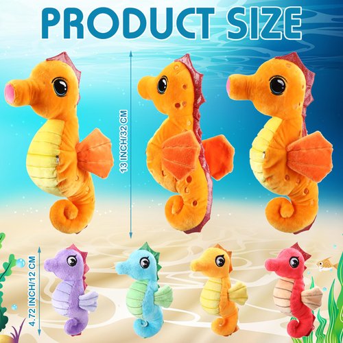 Shappy 5 Pcs Seahorse Stuffed Animals Set 17 Inch Mommy Seahorse Plush with 4 Cute Babies in Her Belly Soft Cuddly Zippered Sea Horse Plushie for Boys Girls Birthday Ocean Party Decor