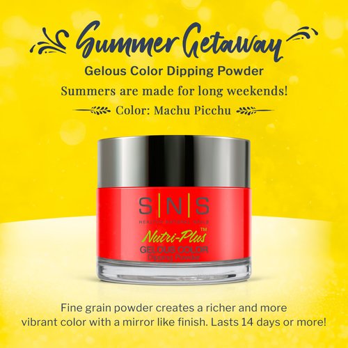 SNS Nail Dip Powder, Gelous Color Dipping Powder - Machu Picchu (Red) - Long-Lasting Dip Nail Color Lasts 14 Days - Low-Odor & No UV Lamp Required - 1 OZ