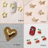 48PCS Gold Nail Charms Butterfly Nail Charms Cross Nail Art Charms 3D Star Charms Heart Charms Cherry Nail Gems Gold Charms for Nails for Women Nail DIY Design