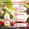 BASSI 2PCS Organic Coconut Oil Strawberry Moisturizing Body Oil with Vitamin E, Bath Oil for Dry Skin Hydrating, Body Oil, Relaxing Massage Oil, Hair Oil, Carrier Oil for Essential Oils, 2 fl oz/pc