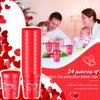 CHENGU Valentines Cups Heart Cup Plastic for Kids Heart Tumblers Valentine Party Supplies Red Valentines Day Plastic Cups Valentines Tumbler for Holiday Party Supplies (48 Pieces)