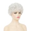 Dai Cloud White Short Wigs Womens Curly Wig with Bangs Old Women Pixie Cut Hair Wig for Cosplay Daily Use