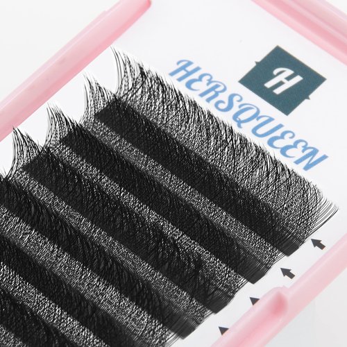 HERSQUEEN W 3D Premade Fans W Shape Lash Extensions 0.07mm D Curl Mix Tray 8-16mm Volume Fans Eyelashes Soft Matte Black Lashes Fluffy Volume False Lashes(D 0.07 8-16mm)