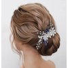 Jeairts Blue Rhinestone Wedding Hair Comb Silver Flower Bridal Hair Pieces Leaf Wedding Headpiece Hair Dress Crystal Bridal Hair Accessories for Women and Girls